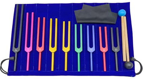 Stimmgabel, 9 Pcs Solfeggio Stimmgabel Set, Bunte Stimmgabeln
