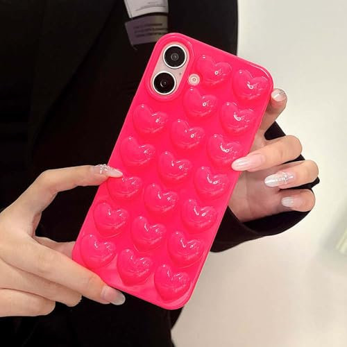 GXZJFC Custodia per telefono in TPU lucido in silicone a forma di cuore con rose, per iPhone 11, 12, 13, 14, 15, 16 Pro Max, rosa, per iPhone 13 Mini