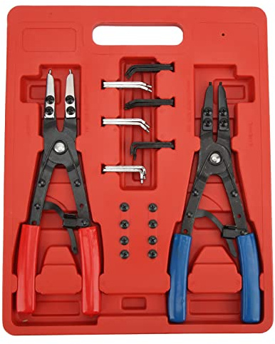 Sprengringzangen-Set, 2-teilig, robuste Innen- und Außen-Sprengringzange, universelles Sicherungsringzangen-Set aus Metall, Autoreparaturwerkzeug