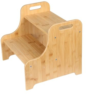 Hocker mit 2 Stufen aus Holz für Kinder, mit rutschfester Oberfläche, tragbaren Griffen, rutschfesten Pads und einer Kapazität von 80 kg, vielseitig und robust, 90 x 52 x 39 cm