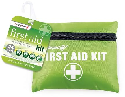 Compact First Aid Kit 24 Piece Emergency Medical Set with Plasters Bandages and Essentials Portable First Aid Kit for Home Office Car Travel Camping Workplace Outdoor Safety
