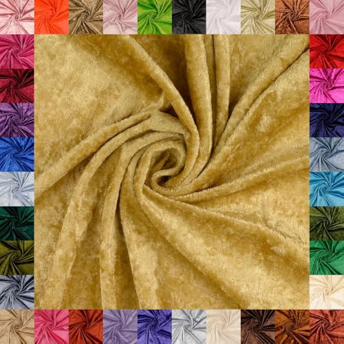 fingsi Mats Pannesamt Stoff – Coupon – edler glänzender Stretch Stoff – 145 cm breit – Dekostoff – Kostüme – Bühne – Vorhänge – Bekleidung – Möbel (21. Gold 1,0m)