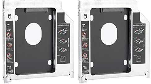 Lazmin112 Staffa Di Montaggio SSD 2x, Unità Disco Rigido Interna SSD DA 2,5 Pollici Montaggio Alloggiamento Unità Ottica Custodia Adattatore DVD 9,5 Mm Con Interruttore Di Protezione A 3 Vie Vie A 3