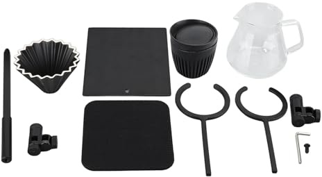 plplaaoo Gießen Sie Kaffee Tropfer Stand Set Professionelle Handbrauerung mit Glas Kaffeekanne Keramik Filter Tasse Schwarze Kaffeetasse für Home Office Verwenden Sie Aluminiumlegierung