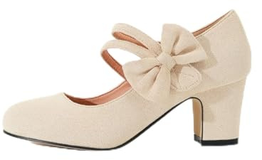 Chaussures Mary Jane pour femmes Bowknot Chaussures à talons rétro Escarpins vintage en daim synthétique Chaussures à bout rond fermé Escarpins à bout rond Chaussures de dirndl Bureau Chaussures de