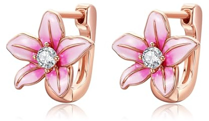 CUPENDA Lilien Ohrringe 925er Sterlingsilber Rosa Lilien Blumen Ohrringe Halloween Weihnachts Schmuck für Damen
