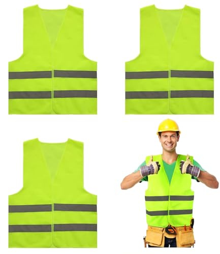 LoNinLoAn Warnwesten Auto 5er Set, 3 Stück Reflektierende Warnwesten | Sicherheitsweste Fluoreszierendes Grün Pannenweste KFZ Pannenhilfe Reflektorweste Auto Warnschutzweste zur Sicherheitswarnung