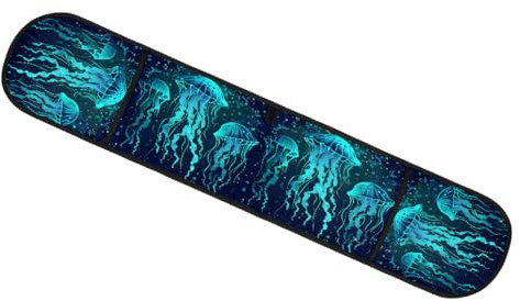 Mexpekil Ocean Sea Animal Teal Jellyfish Double Oven Gloves Heat Resistant Oven Mitts with Hanging Loop Kitchen Potholder for Cooking Baking
