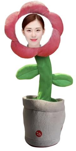 Generisch Personalisierte tanzende sprechende Sonnenblume mit Aufnahmefunktion singt 50 Lieder für lustige Geburtstagsfest Partys (36X15CM)