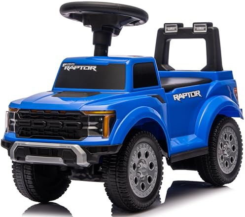 sun baby Rutschauto ab 1 Jahr – Ford Raptor – große Geländereifen, LED-Lichter, Sitz mit Rückenlehne und Stauraum, bis 25 kg, Blau