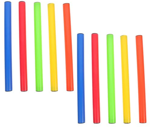 ADOCARN Palos de Relevos para Exteriores 10 Piezas Bastones de Plástico para Atletismo Escolar en Colores Variados para Entrenamiento y Competiciones Infantiles
