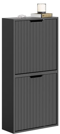 SoBuy Schuhschrank hängend schmal 19 cm für Flur | Schuhkipper mit horizontaler oder vertikaler Montage, für kleine Räume, hinter Tür und Korridor, FSR204-SCH