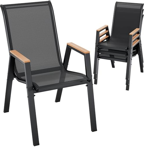 LIFERUN Gartenstühle stapelbar 4er Set Stapelstühle Hochlehner