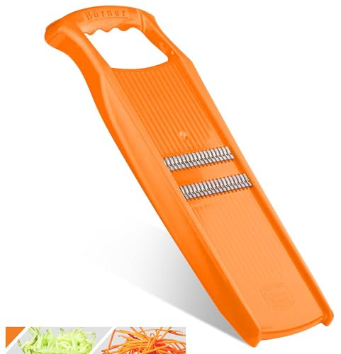Börner Affettaverdure Roko PowerLine • Tagliaverdure per Frutta & Verdura • Mandolina Julienne per tagliare a Strisce fini • Mandolina per Verdure • Tagliaverure • Grattugia (Arancione)