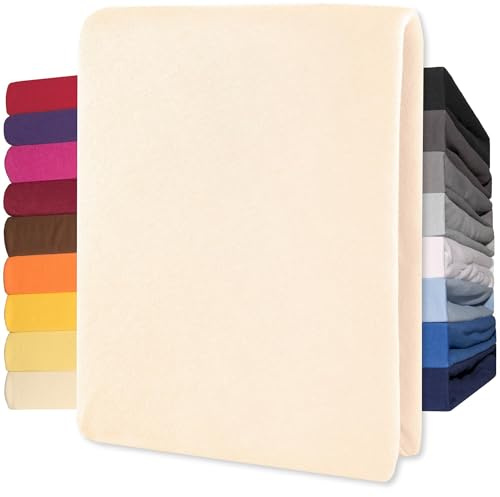 CelinaTex Jersey Topper Spannbettlaken Lucina 200x200-200x220cm Natur beige 100% Baumwolle gekämmt bis 12cm Matratzenhöhe Spannbettbezug, Leintuch, Bettlaken, elastisch, Strech, Oeko-Tex