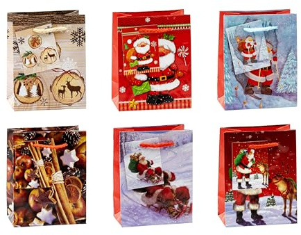 TSI Geschenktüten WEIHNACHTEN SERIE 7, 12er Packung, Größe: Klein (HxBxT 14 x 11 x 6,5 cm), Art. Nr. 84027