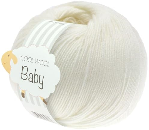 LANA GROSSA Cool Wool Baby | 100% Schurwolle Merino, filzfrei | Handstrickgarn aus 100% Schurwolle (Merino) | 50g Wolle zum Stricken & Häkeln | 220m Garn FB 213