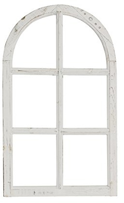 Nostalgie Holz Deko Fenster weiß gewischt halbrund 42 x 2 x 70 cm
