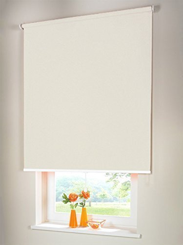 Hochwertiges Verdunkelungsrollo Mittelzugrollo Springrollo Rollo Verdunkelung 100 x 200 cm / 100x200 cm creme // Verdunkelungsrollo/Verdunkelungs-Rollo/Fensterrollo