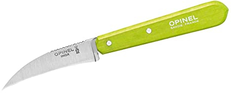 Opinel Erwachsene Kochmesser Gemüsemesser No. 114, rostfreier Sandvik-Stahl, gebogen, hellgrüner Buchenholzgriff, Mehrfarbig, One Size, 254392