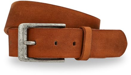 Gusti Ledergürtel Damen – Hochwertiger Gürtel Damen Leder Braun im Vintage Design – Echtes Büffelleder mit edler Metallschnalle 80-115 cm