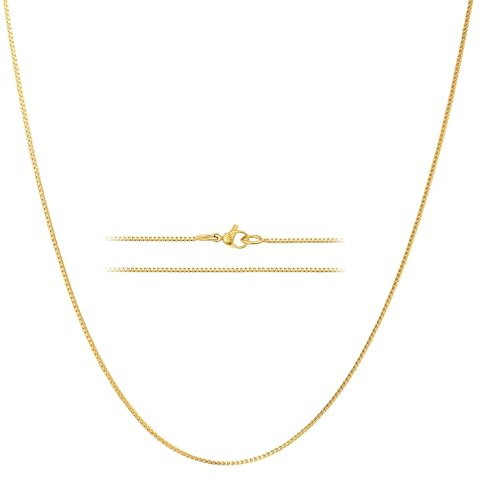 KISPER Gold Box Chain Necklace for Women, 24K Plated, Thin Dainty Layering | 1.2mm, 14-36 in, stainless steel, non-tarnish, waterproof, hypoallergenic, nickel-free, lobster clasp