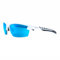 NAKED Optics Sportbrille Herren - Ultraleichte Fahrradbrille Damen - Bequeme Sport Sonnenbrille mit Anti-Slip Pads - Schnelle Brille ideal für Radfahren, Laufen (Halfframe White/Lens Blue)