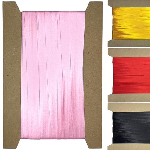 Roban Fashion 10m Satin Schrägband zum Nähen gefalzt 50mm breit Puderrosa
