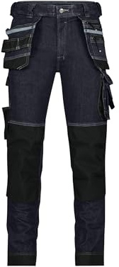 DASSY® Melbourne Stretch-Arbeitsjeans mit Holstertaschen und Kniepolstertaschen - Größe 52 - JEANSBLAU/SCHWARZ