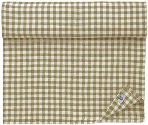 LINEN & COTTON Tischläufer Estella - 100% Leinen, Weiß Beige, 40 x 150 cm | Stoff Tischdekoration Tischwäsche, Kariert Läufer Tisch Esstisch für Küche Haus Landhaus Festival Event Frühling Ostern