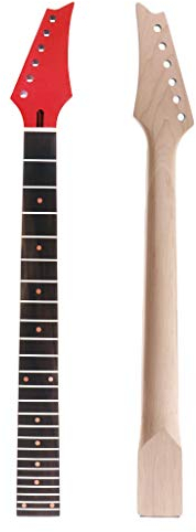 Alnicov 24 Bünde Gitarrenhals, Ahornkopf, Palisander-Griffbrett, für IBZ-Teile rot