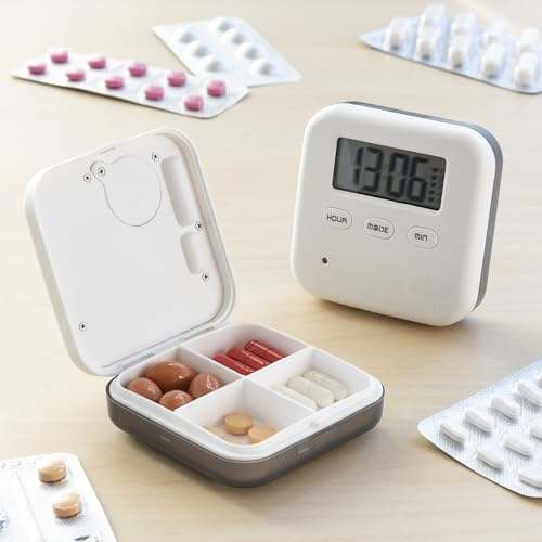 InnovaGoods - Elektronischer Pillendispenser, Intelligente Erinnerungsfunktion, Vibrationsalarm, Einfache Programmierung, ABS und Polypropylen, Weiß, 6,5 x 2 x 6,5 cm
