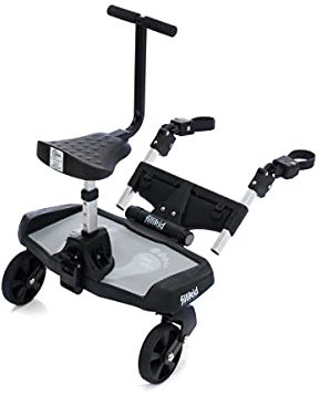 Fillikid Filliboard Wide SET inkl. Sitz, BuggyBoard nutzbar von 2-5 Jahre, Rollbrett Universell für alle gängigen Kinderwagen & Buggy, extra breites Trittbrett. Kiddyboard mit Zusatzsitz