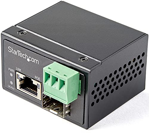 StarTech Convertitore Media Industriale Fibra a Ethernet 30W (IMC1GSFP30W) | Da Fibra a Rame, SFP a RJ45, Gigabit, Alimentazione PoE+, Design Robusto Industriale
