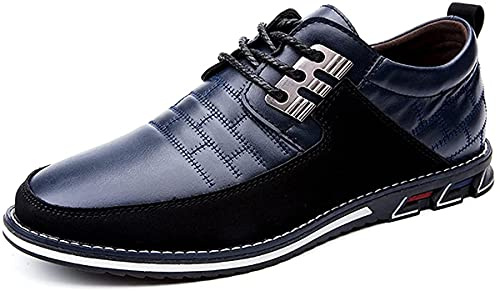 Hommes Cuir Chaussures Décontractées Bureau de Conduite Marche Chaussures à Lacets Affaires Oxford Chaussures Moccasin Respirant et Luxueux（Bleu,50 EU