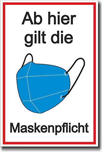 Aluverbund Schild 20x30cm Zutritt Maskenpflicht UV Druck - 2-3mm Stärke - Made in Germany Art.Nr. 995