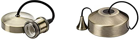 Knightsbridge 6 Inch E27 Vintage Pendant Set - Antique Brass + Bathroom Pull Cord Switch - Antique Brass 10A 2-Way, 8300AB