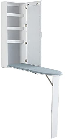 Ocean 8 Ironing Board Cabinet, Foldable Wall Mount Ironing Board, 35.5 x 17.5 x 95cm Sleeve Ironing Board, With Mirror, Firm, Durable, Space Saver Design, Practical Item With Elegant Outlook