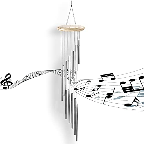 12 Aluminiumrohre Windspiel Garten Hängend, Windspiele für Draußen Hängend, Windspiel Metall für Gartenterrasse Hinterhof Home Decor