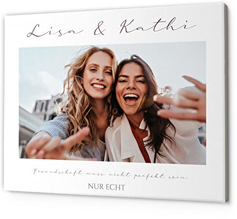 CHRISCK design Foto auf Leinwand selbst gestalten 30x40 cm | Leinwandbild mit eigenem Text | Dekoration individuelles Geschenk für Muttertag, Taufe, Geburtstag, Paare