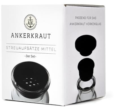 Ankerkraut Streueraufsätze für Korkengläser zum einfachen Dosieren, 3-er Set groß, 4 mm Lochgröße
