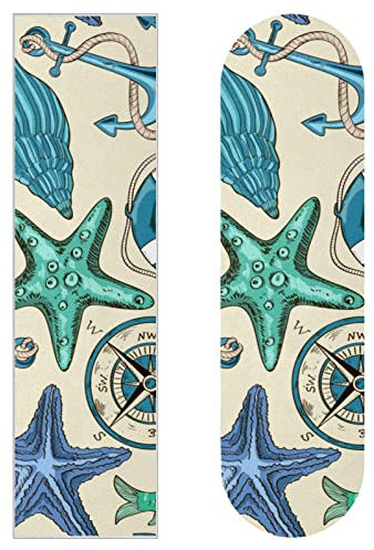 Skateboard-Griptape mit nautischem Muster, Schleifpapier, Longboard-Aufkleber, Scooter, Deck, Sandpapier, 2 Stück