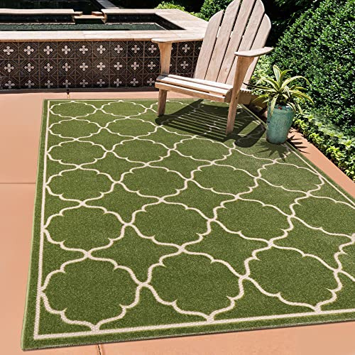 SANAT Outdoor Teppich Wetterfest - Für Innen- und Außenbereich - Wasserabweisend für Balkon, Terrasse, Garten, Küche, Bad oder Wohnzimmer - Grün, 240 x 330 cm