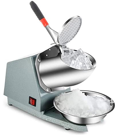 SMSOM Electric Dual Blades Ice Crusher Shaver Snow Cone Maker Machine Silver 65kg/h for Home and Commercial Use