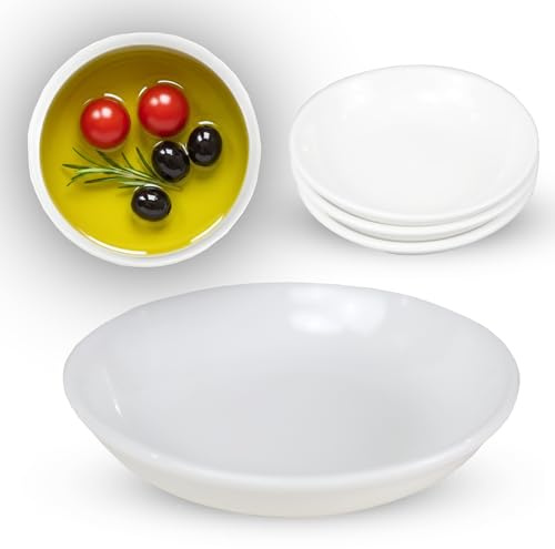 Iconikal Piattino rotondo in ceramica per olio o fioriera, bianco, diametro 10 cm, confezione da 4