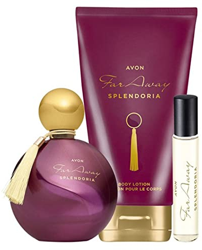 Avon Parfum Set 3 Teile Far Away Splendoria Eau de Parfum Spray 50ml Taschenspray 10ml Bodylotion 150ml für Damen orientalisch
