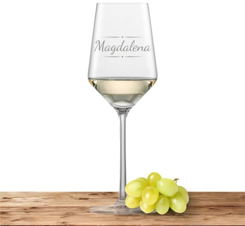 Weißweinglas mit Namen oder Wunschtext graviert - Zwiesel Glas Glas Riesling PURE - Weinglas personalisiertes Geschenk (Verzierung 03)