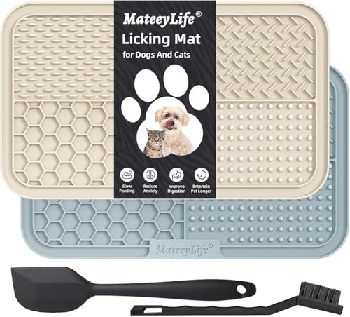 MateeyLife schleckmatte Hund 2 Stück, Leckmatte Hund, Schleckmatte Gross mit SaugnäPfen, BPA-Freie, AngstlöSende Leckpads für Hunde, Leckmatte Katze, 25 * 15 cm