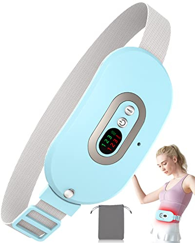 Wärmepad Periode-OVIFM Elektrische Menstruations Wärmegürtel mit 3 Vibrationsmodi,USB Heating Pad Period zur Schmerzlinderung während der Rücken, unterleib/Magen Blau
