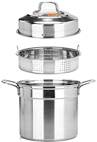 Vaporera Hogar Acero Inoxidable 304 Estilo Japonés Estufa De Inducción Multifuncional Gruesa De Doble Capa Estufa De Gas Olla De Sopa Especial (Size : 30cm) (28cm)